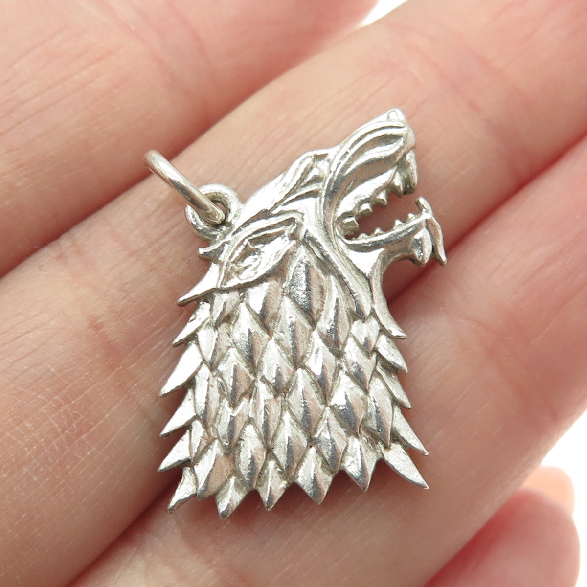 925 Sterling Silver Vintage USA Game of Thrones Stark Wolf Pendant