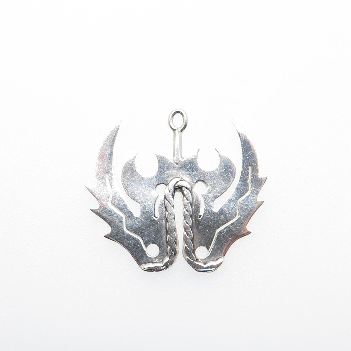 925 Sterling Silver Vintage Flame Anchor Biker Charm Pendant