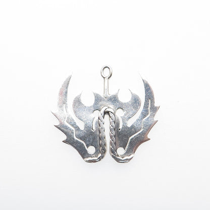 925 Sterling Silver Vintage Flame Anchor Biker Charm Pendant