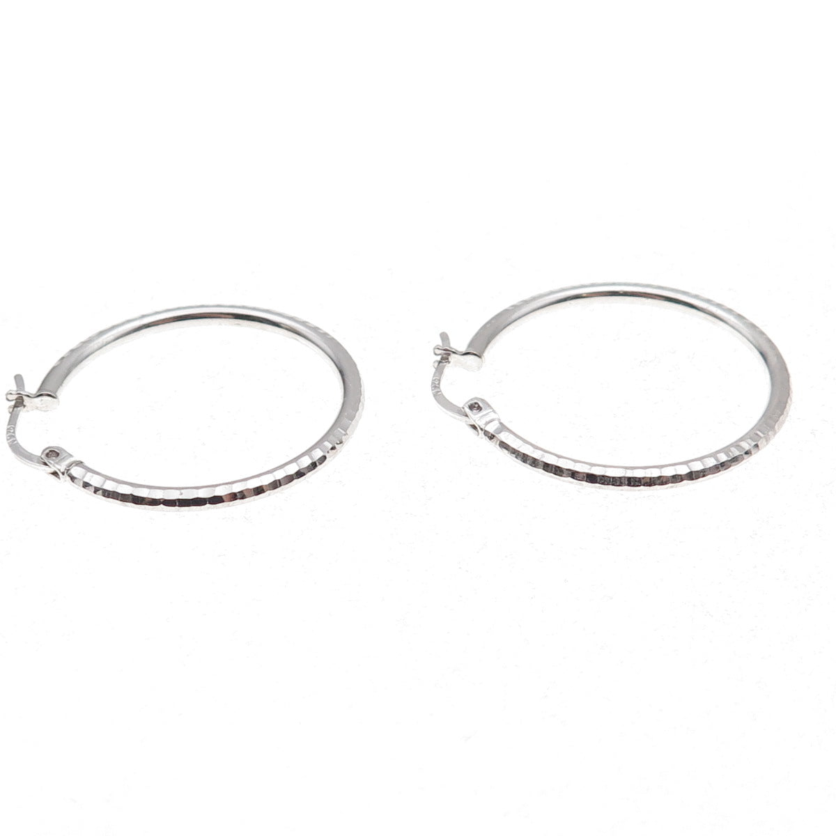 925 Sterling Silver Etched Hoop Earrings