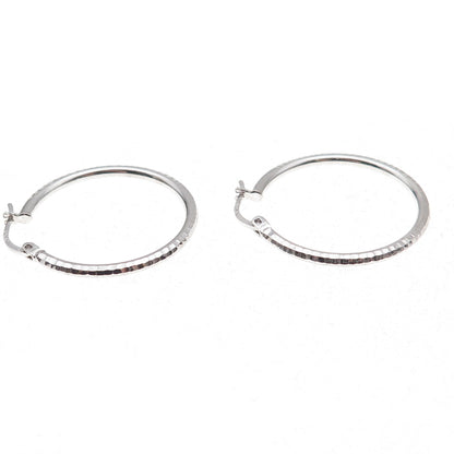 925 Sterling Silver Etched Hoop Earrings
