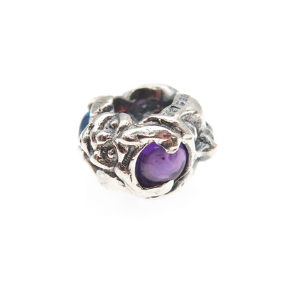 Trollbeads LAA Sterling Silver Real Amethyst Opal Garnet Trolls Slide Bead Charm