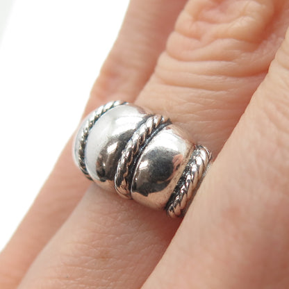 KABANA 925 Sterling Silver Vintage Modernist Ribbed Dome Ring Size 6