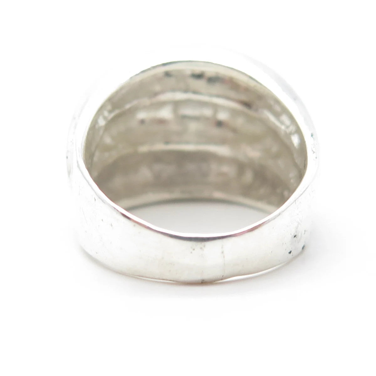 925 Sterling Silver Vintage Ribbed Puffy Modernist Cocktail Ring Size 7