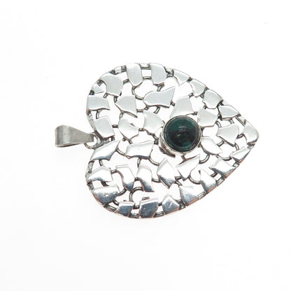 925 Sterling Silver Vintage Israel Real Eilat Modernist Heart Pendant