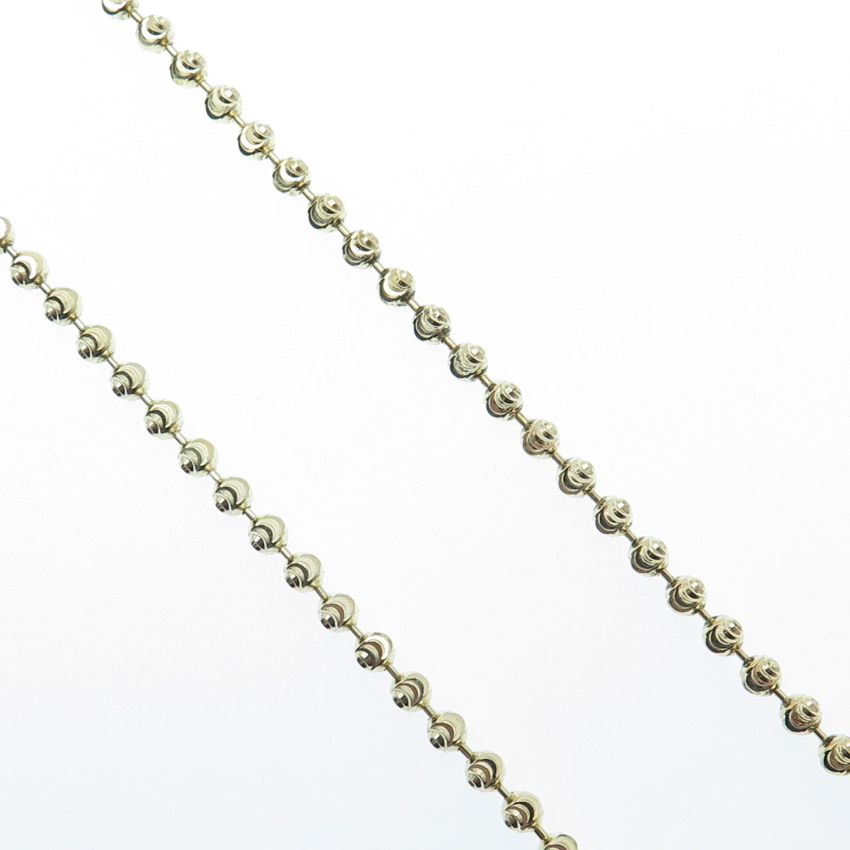 925 Sterling Silver Gold Plated Italy Diamond-Cut Ball Beaded Chain Necklace 24"