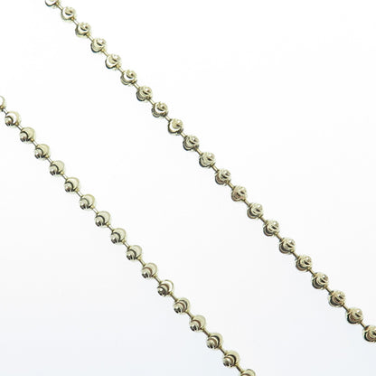 925 Sterling Silver Gold Plated Italy Diamond-Cut Ball Beaded Chain Necklace 24"