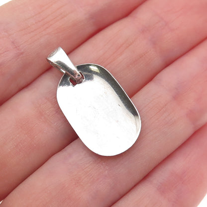 925 Sterling Silver Italy Engraved Baptism Charm Pendant