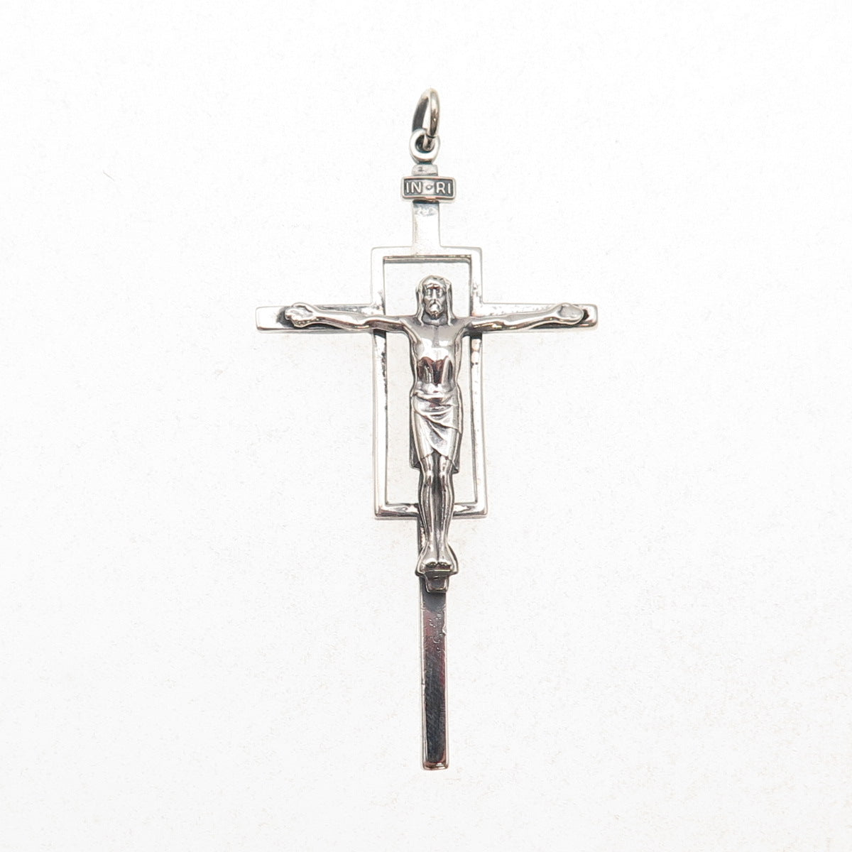 Creed 925 Sterling Silver Vintage Crucifix Cross Religious Oxidized Pendant