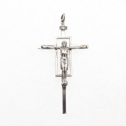 Creed 925 Sterling Silver Vintage Crucifix Cross Religious Oxidized Pendant