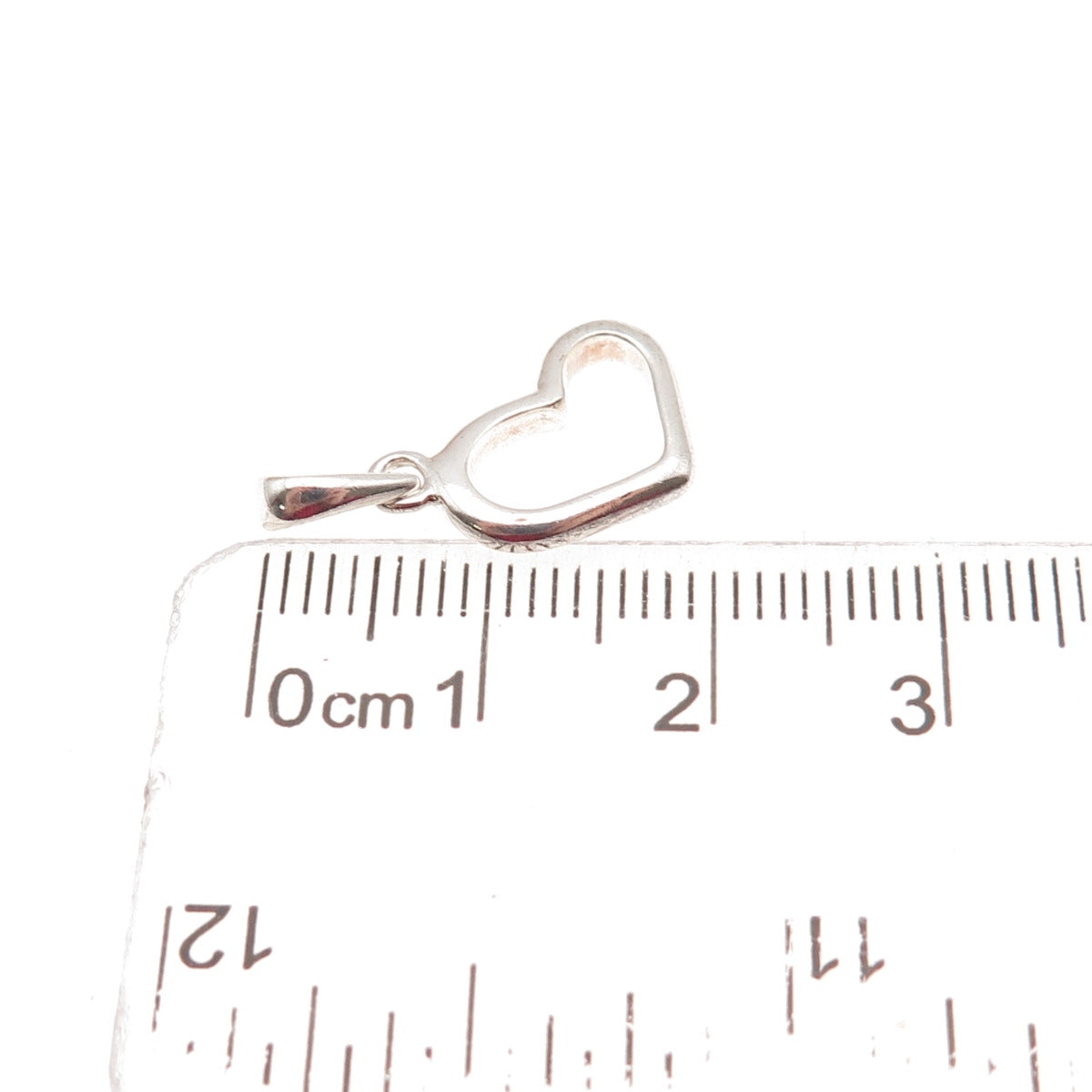 925 Sterling Silver Vintage Open Heart Mini Charm Pendant