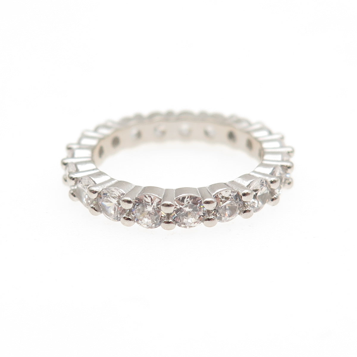 925 Sterling Silver Round-Cut C Z Eternity Band Ring Size 5