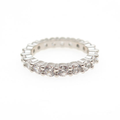 925 Sterling Silver Round-Cut C Z Eternity Band Ring Size 5
