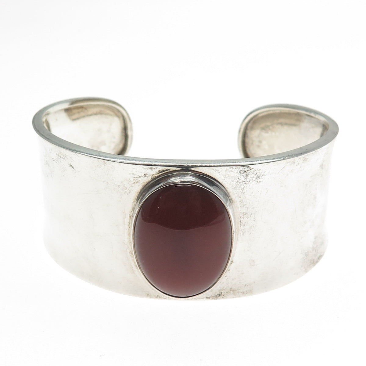 925 Sterling Silver Vintage CII Mexico Real Carnelian Adjustable Bracelet 6.75"