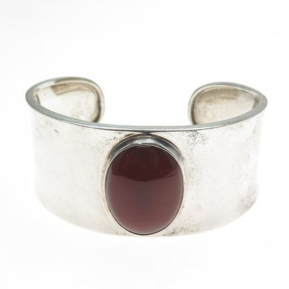 925 Sterling Silver Vintage CII Mexico Real Carnelian Adjustable Bracelet 6.75"