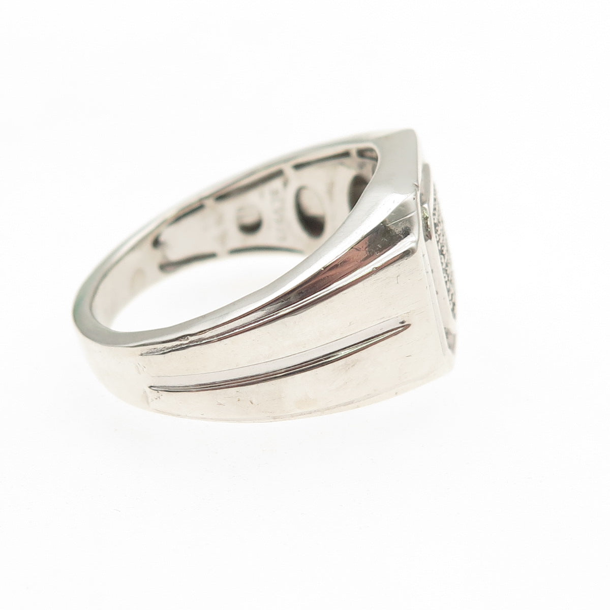 SLV Sadye L Vassil 925 Sterling Silver Real Round-Cut Diamond Ring Size 10