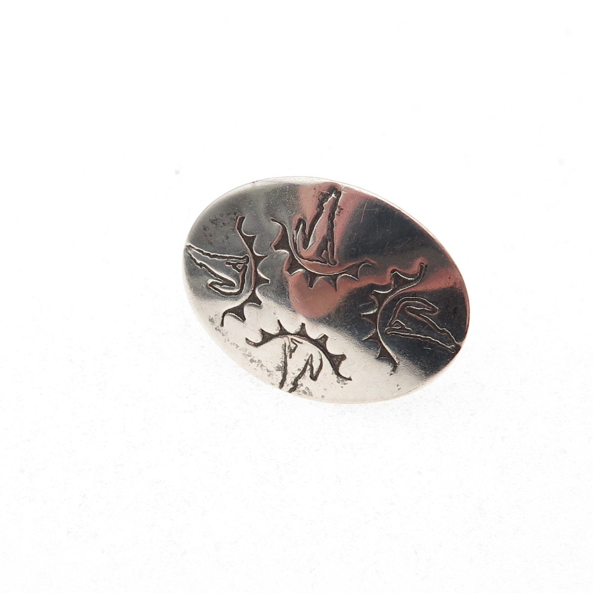 Eva & Linberg Billah Navajo Old Pawn Sterling Vintage Wolf Tie Tack / Lapel Pin