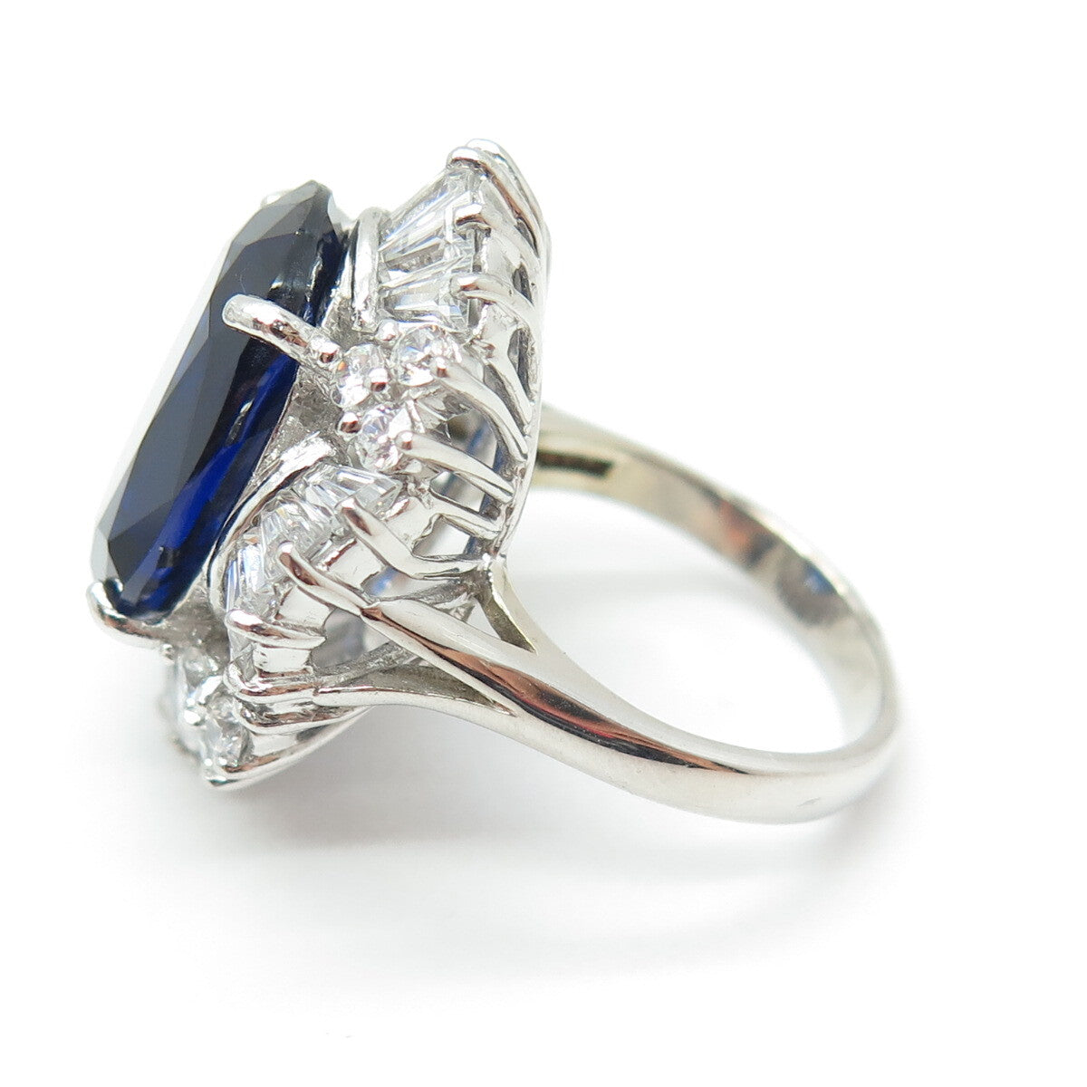 JOLIE GABOR 925 Sterling Silver Lab-Created Sapphire & Multi-C Z Ring Size 7