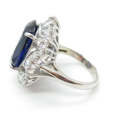JOLIE GABOR 925 Sterling Silver Lab-Created Sapphire & Multi-C Z Ring Size 7