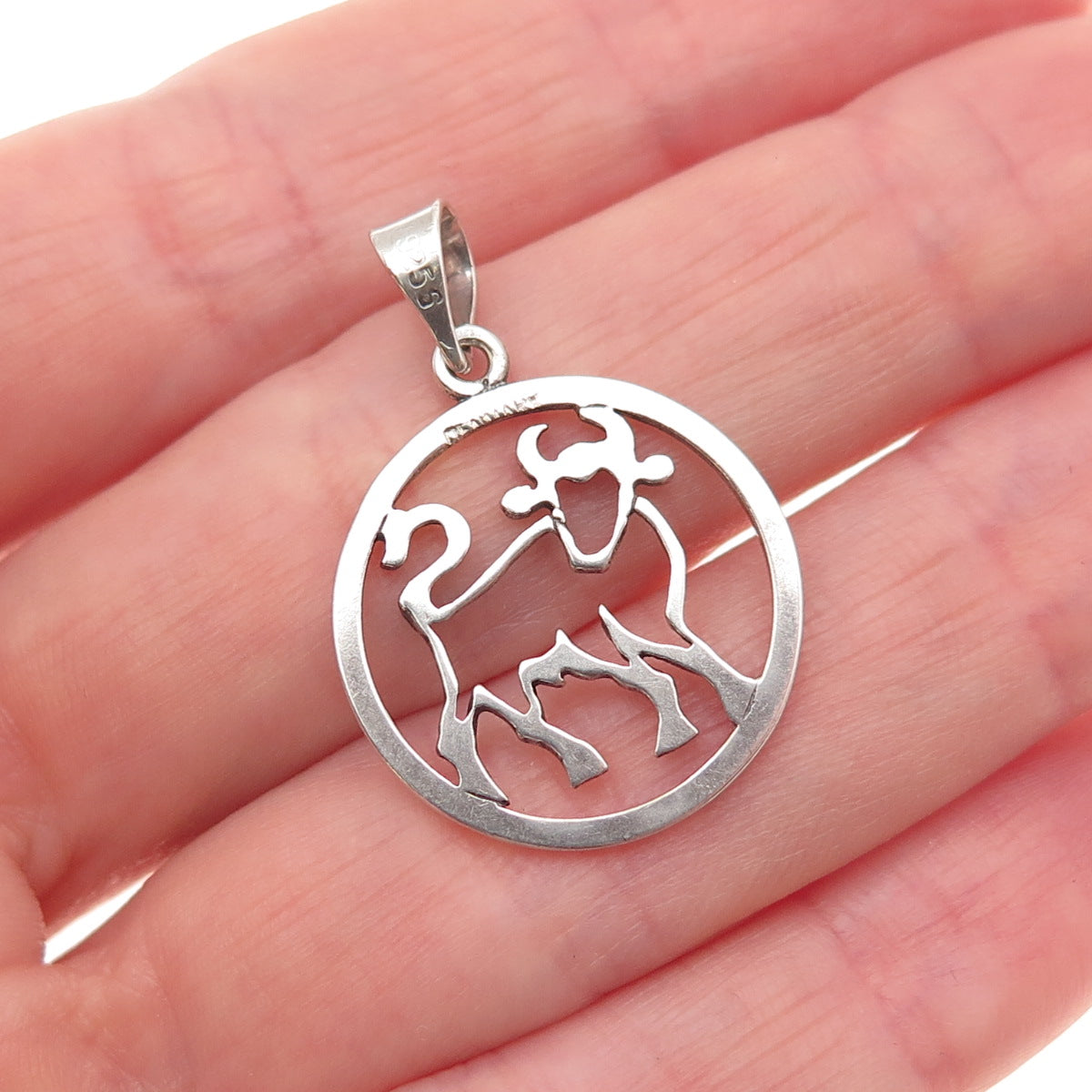 925S Sterling Silver Vintage Denmark Taurus Zodiac Sign Charm Pendant