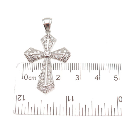 925 Sterling Silver Round-Cut C Z Cross Charm Pendant