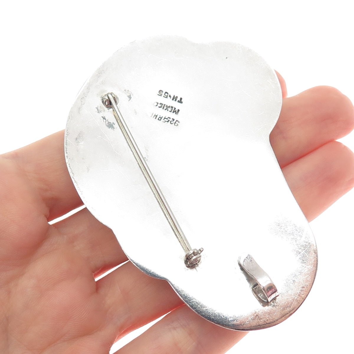 925 Sterling Silver Vintage Mexico Modernist Puffy Pin Brooch
