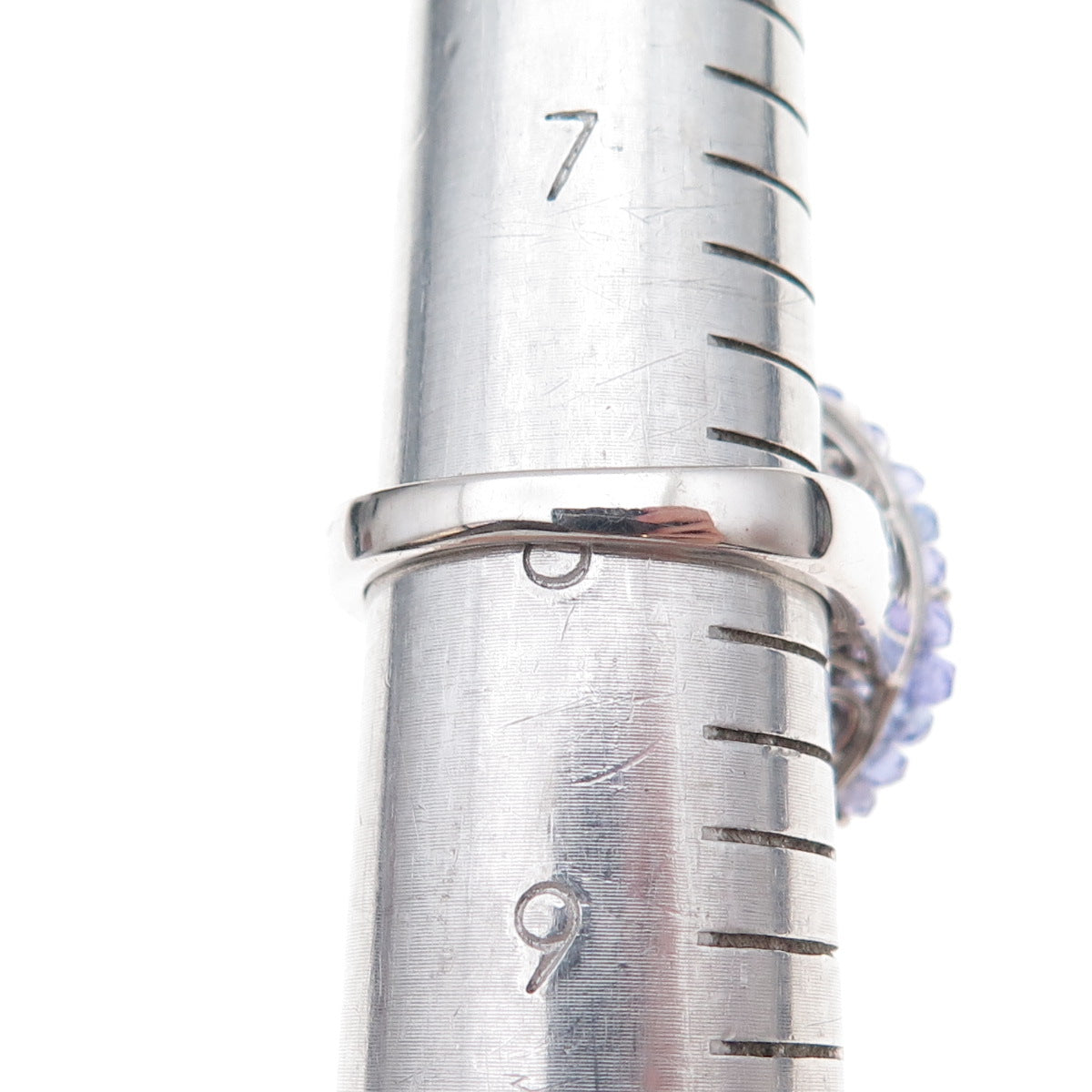 Chuck Clemency 925 Sterling Silver Real Tanzanite Beads Ring Size 8