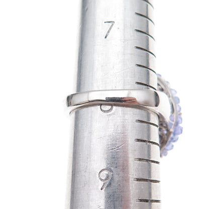 Chuck Clemency 925 Sterling Silver Real Tanzanite Beads Ring Size 8