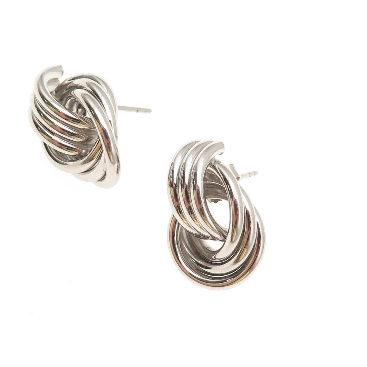 925 Sterling Silver Interlocked Circle Earrings