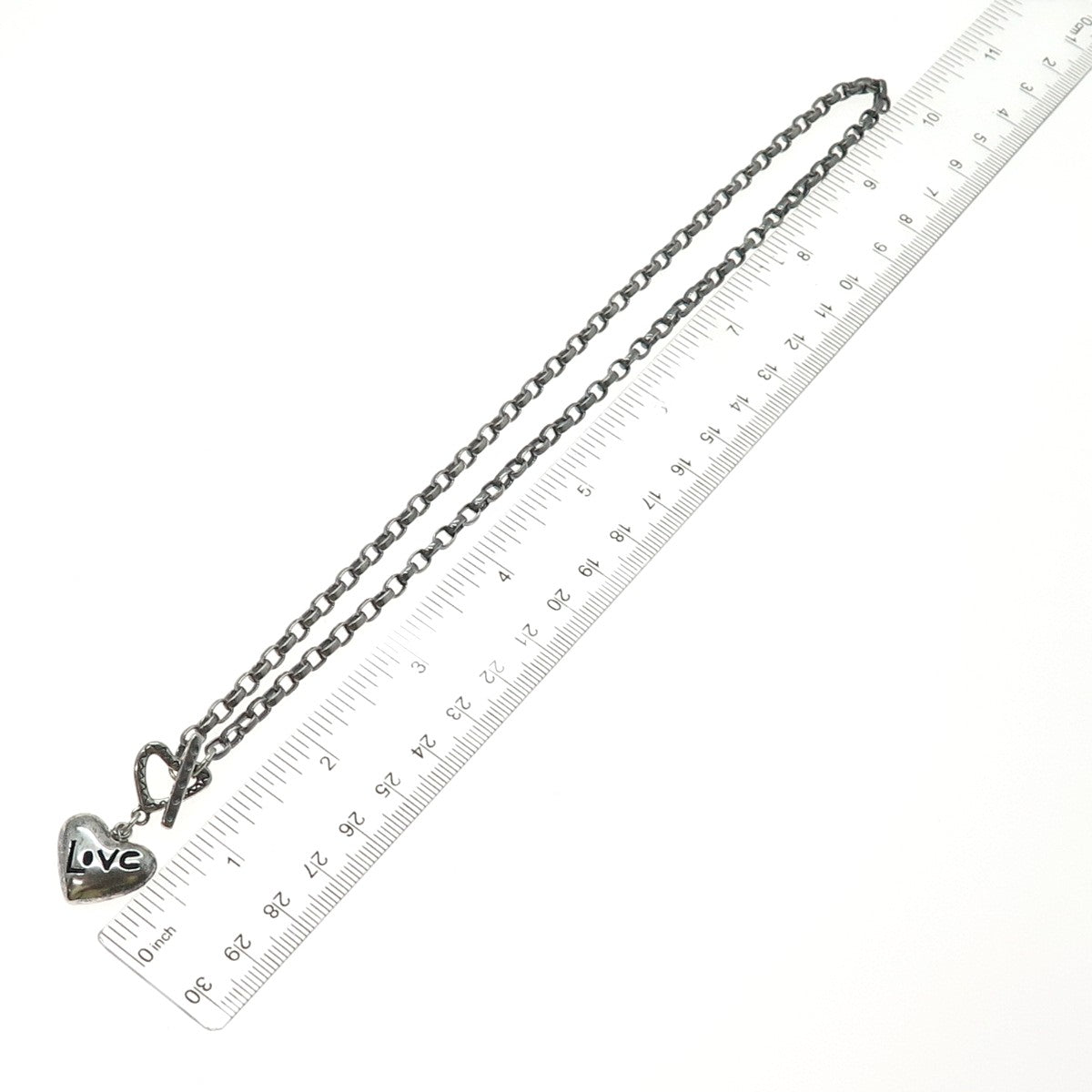 ANNI + CO. 925 Sterling Silver Vintage Love Heart Cable Chain Necklace 18"