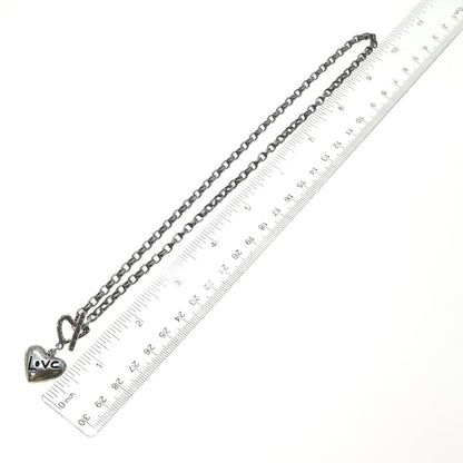 ANNI + CO. 925 Sterling Silver Vintage Love Heart Cable Chain Necklace 18"
