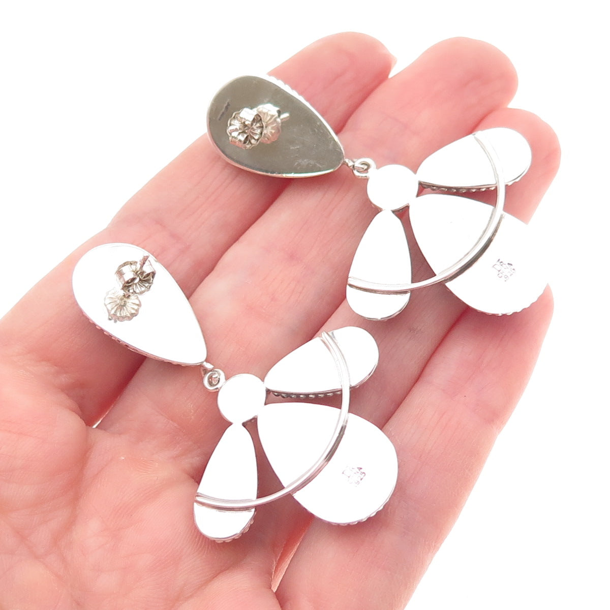 Jay King Desert Rose 925 Sterling Silver Vintage Real Lapis Modernist Earrings