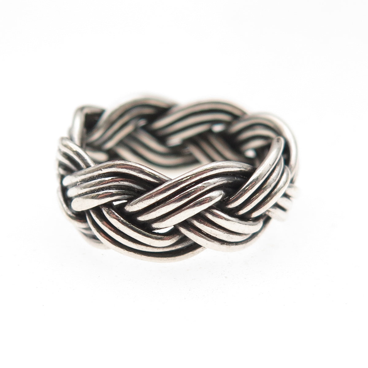 925 Sterling Silver Vintage Mexico Braided Oxidized Band Ring Size 6