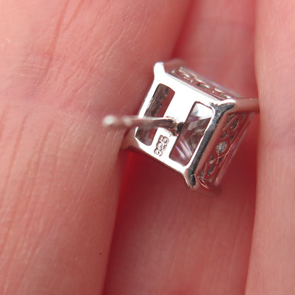 925 Sterling Silver Princess-Cut C Z Stud Earrings