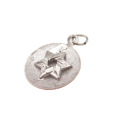 925 Sterling Silver Antique Art Deco Star of David Oxidized Charm Pendant