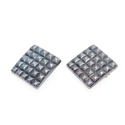 925 Sterling Silver Vintage Modernist Oxidized Clip On Earrings
