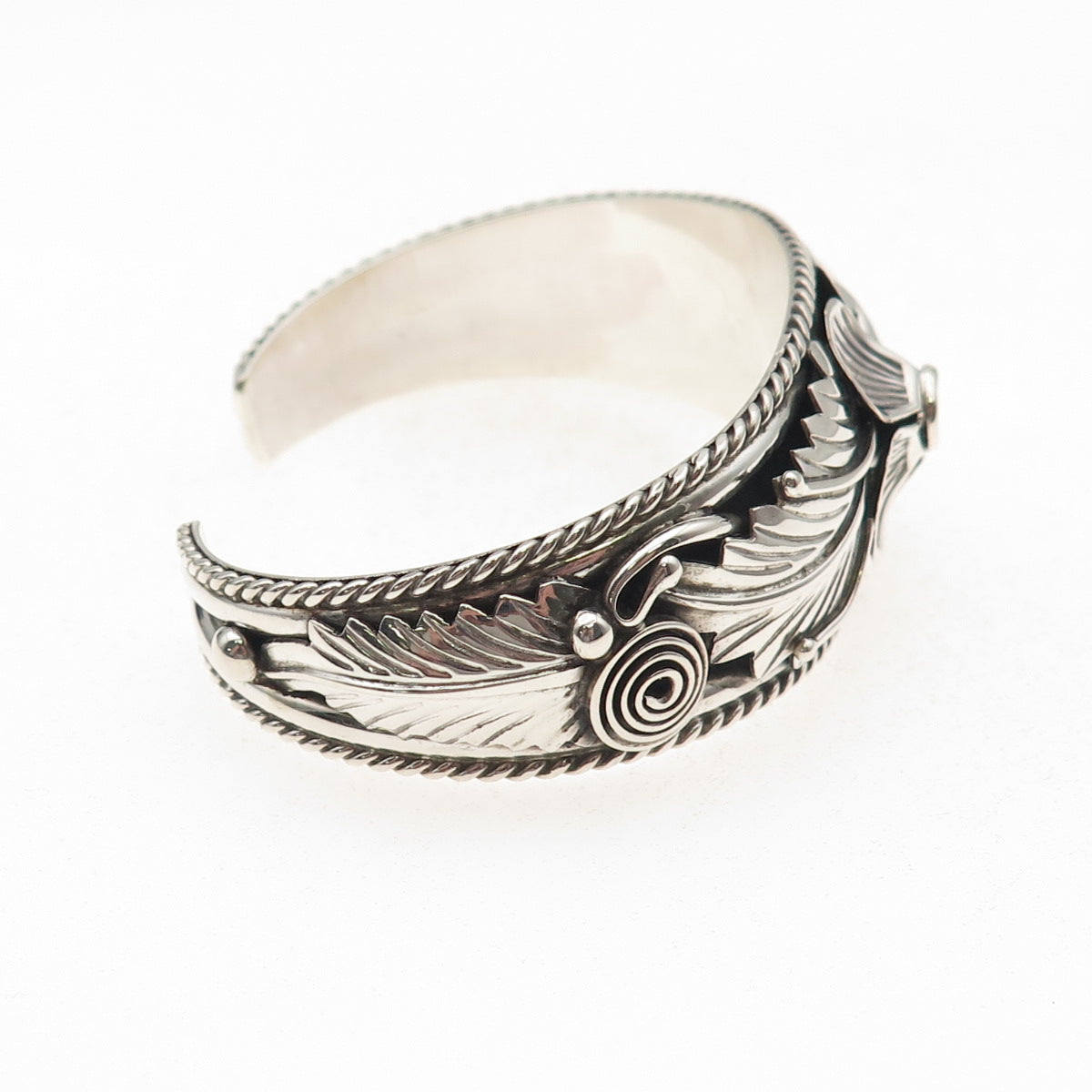Annie Chapo Navajo Old Pawn 925 Sterling Vintage Floral Adjustable Bracelet 6"