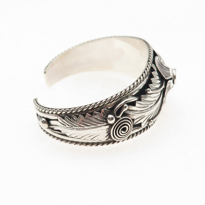 Annie Chapo Navajo Old Pawn 925 Sterling Vintage Floral Adjustable Bracelet 6"