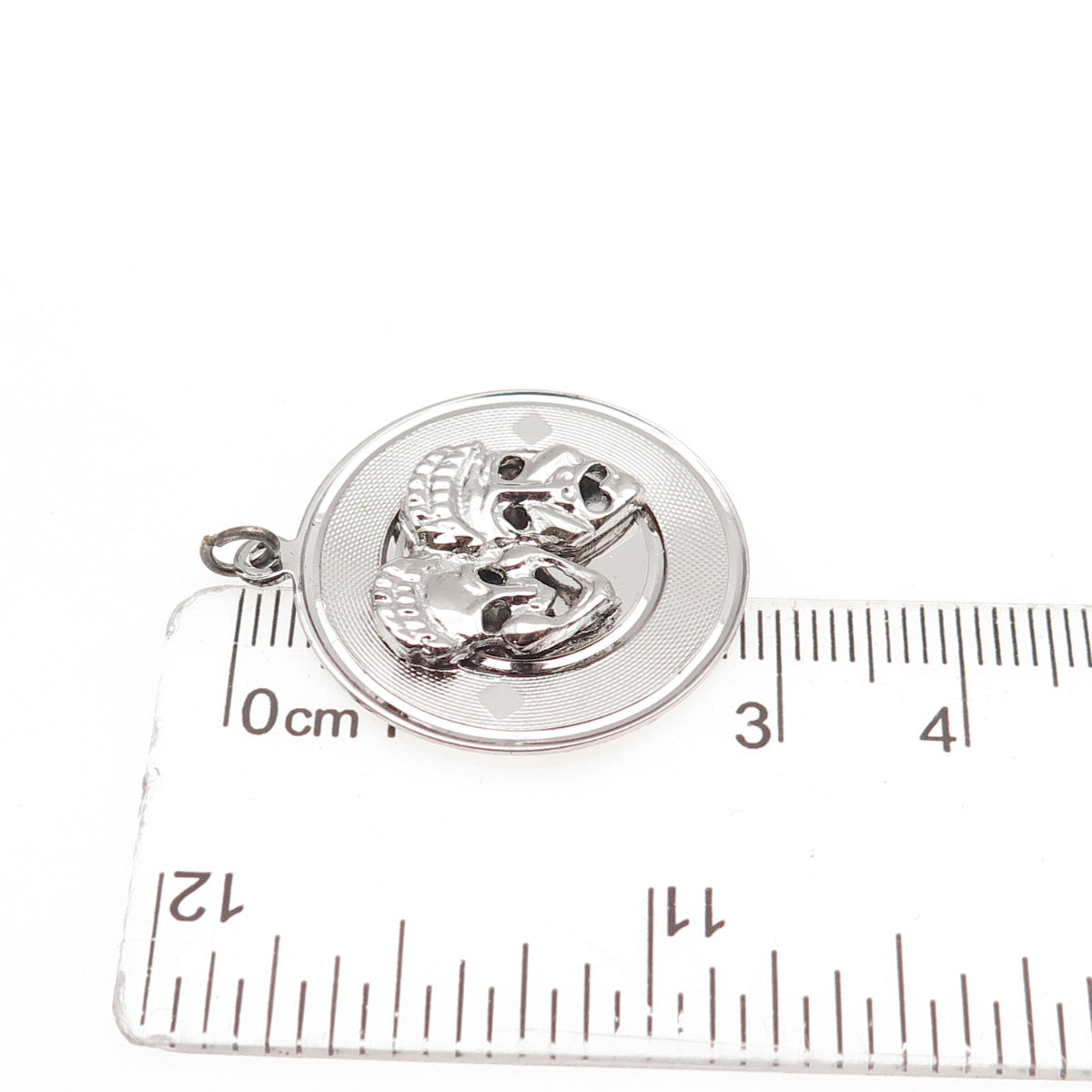 925 Sterling Silver Vintage Comedy & Tragedy Masks Charm Pendant