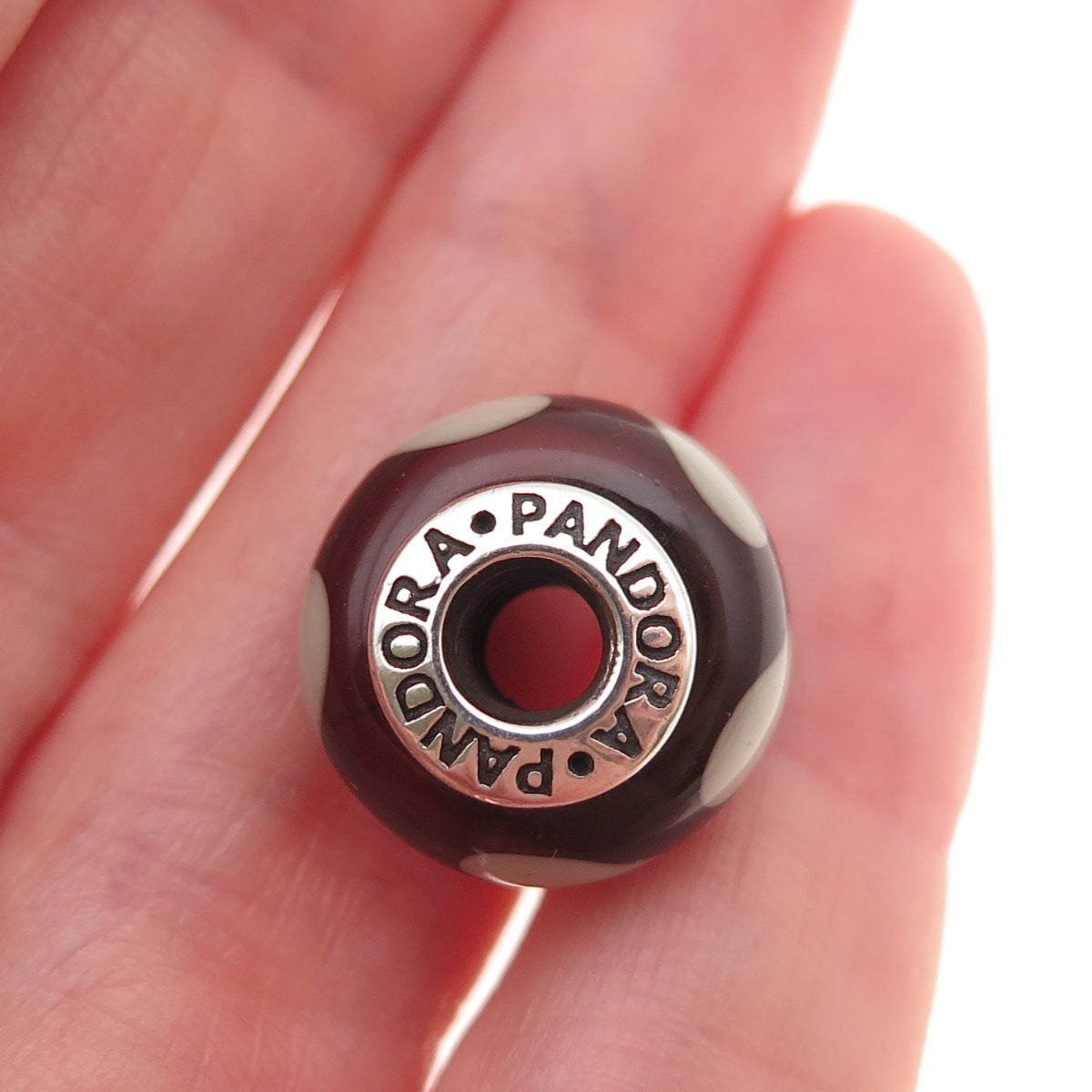 Pandora 925 Sterling Silver Murano Glass Heart Slide Bead Charm