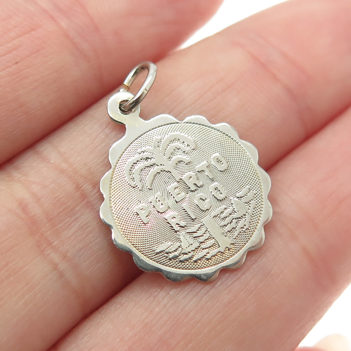 925 Sterling Silver Vintage Puerto Rico Minimalist Charm Pendant