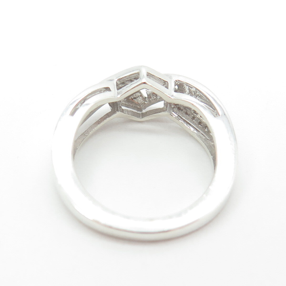 HN HENG NGAI 925 Sterling Silver Real Round-Cut Diamond "MOM" Ring Size 7