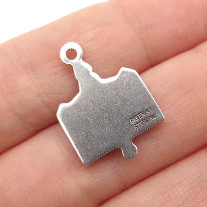 GREEN KC Sterling Silver Vintage Perfect Attendance Oxidized Mini Charm Pendant