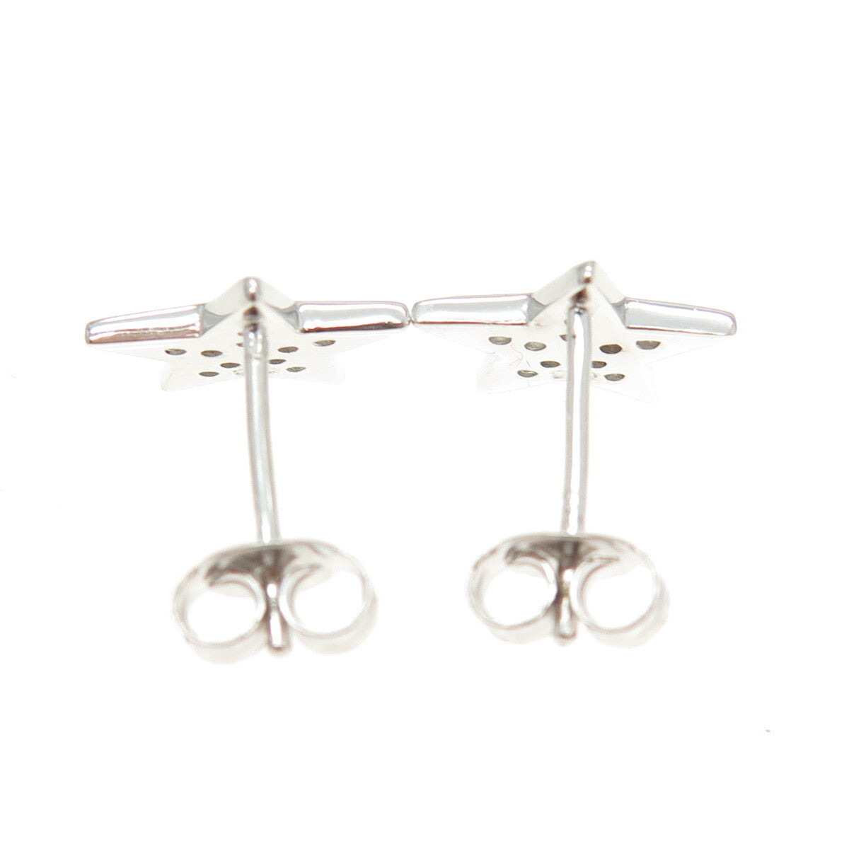 925 Sterling Silver Round-Cut Shaped C Z Star Stud Earrings