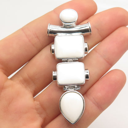 925 Sterling Silver Vintage Chapal-Zenray White Onyx & Peridot Gem Slide Pendant