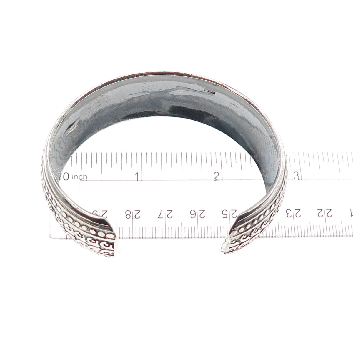 800 Silver Vintage Egypt Floral Oxidized Adjustable Cuff Bracelet 7.25"