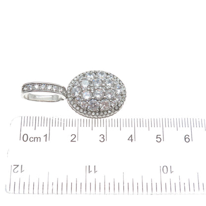 DESIGNS BY YAGI 925 Sterling Silver Round-Cut Shaped C Z Sparkle Oval Pendant
