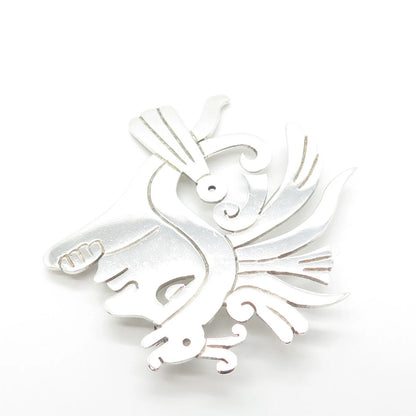 925 Sterling Silver Vintage Mexico Taxco Tribal Face Pin Brooch