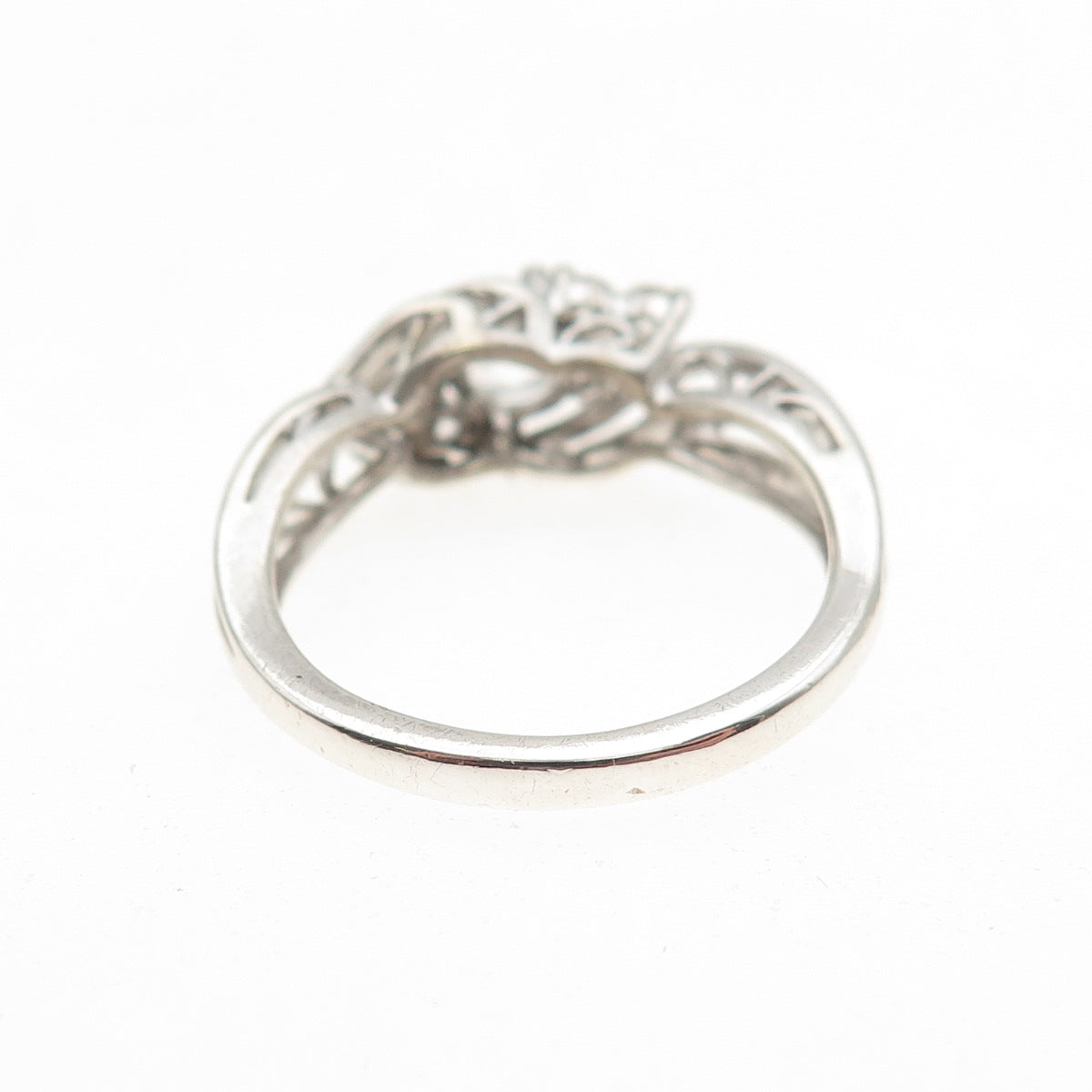 SUN 925 Sterling Silver Real Round-Cut White Topaz Engagement Ring Size 6.75