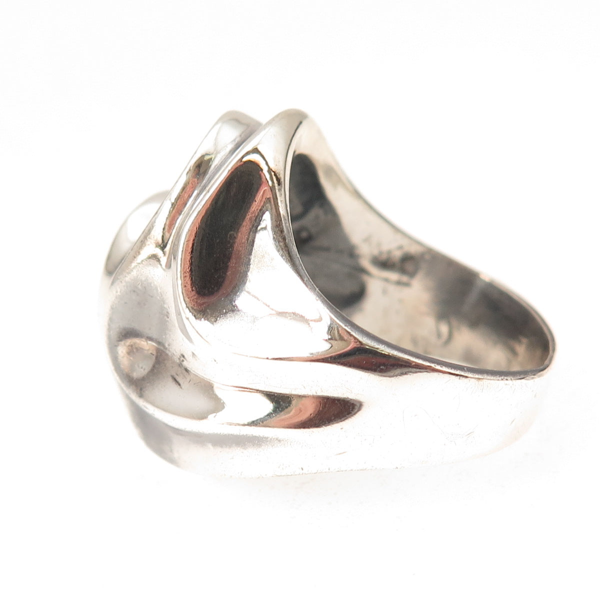 925 Sterling Silver Vintage Mexico Modernist Oxidized Ring Size 8.25